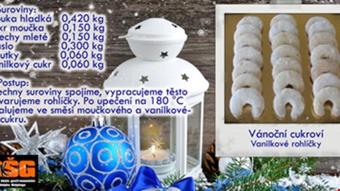 3. vánoční sladká pohlednice s recepty: Vanilkové rohlíčky