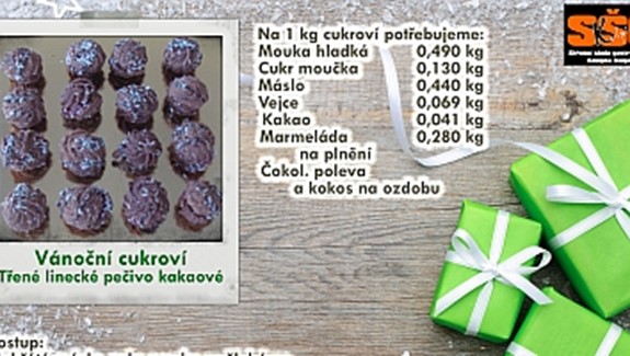 5. vánoční sladká pohlednice s recepty: Třené linecké pečivo - kakaové
